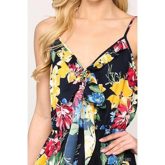 Black Floral Print High Low Maxi Dress L - Picture 3 of 5